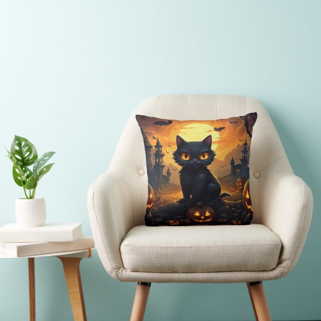 Halloween Black Cat Kissen (Stuhl )