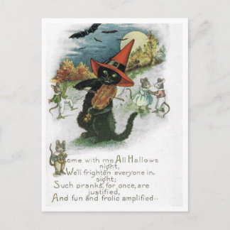 Halloween Black Cat Kitten Mice Mouse Postcard Postkarte