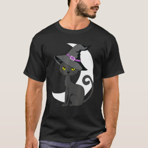 Halloween Black Cat Kostüm Hexenhut & Mond Men W T-Shirt
