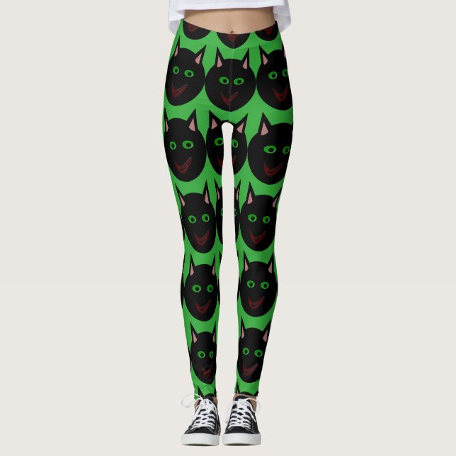 Halloween Black Cat Leggings (Vorderseite)