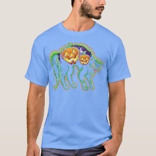 Halloween Black Cat mit Pumpkin Szene T-Shirt