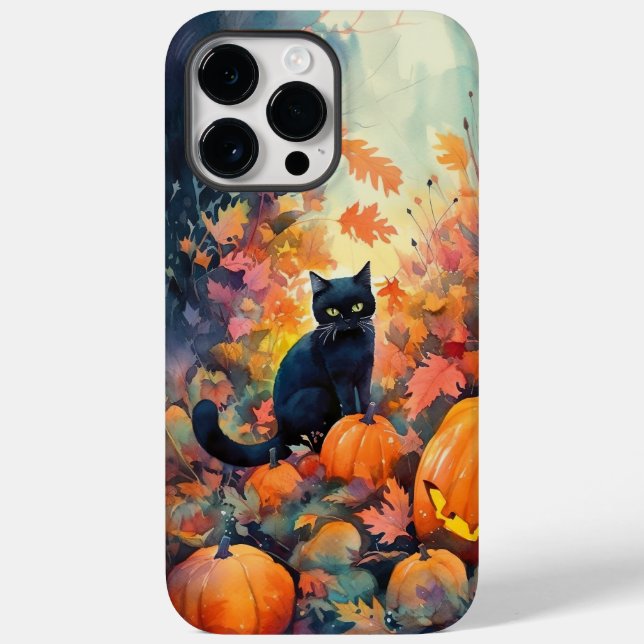 Halloween Black Cat mit Pumpkins Beängstigend Case-Mate iPhone Hülle (Rückseite)