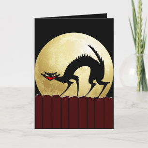 Halloween Black Cat mit Vollmond Karte