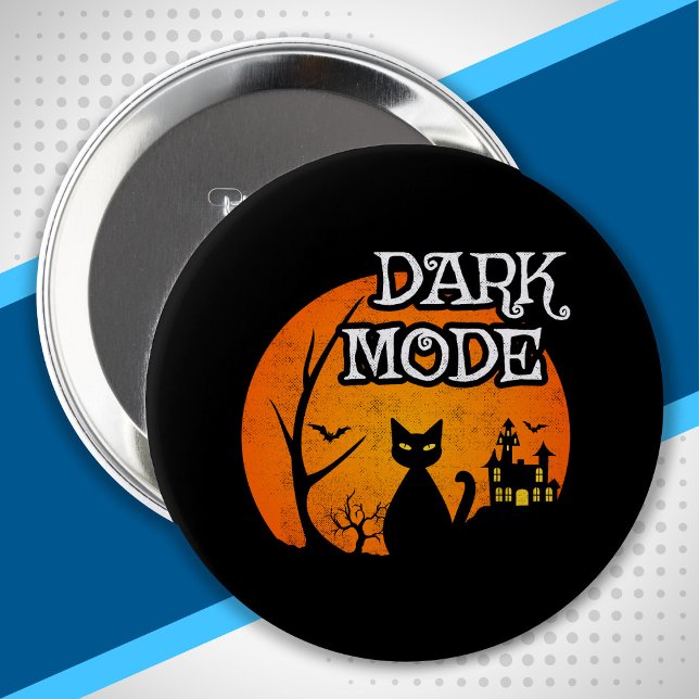 Halloween Black Cat Moon Funny Dark Mode Spaß Button (Von Creator hochgeladen)