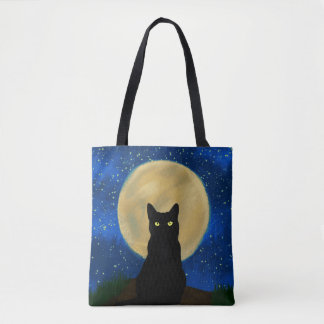 Halloween Black Cat Moonlit Silhouette