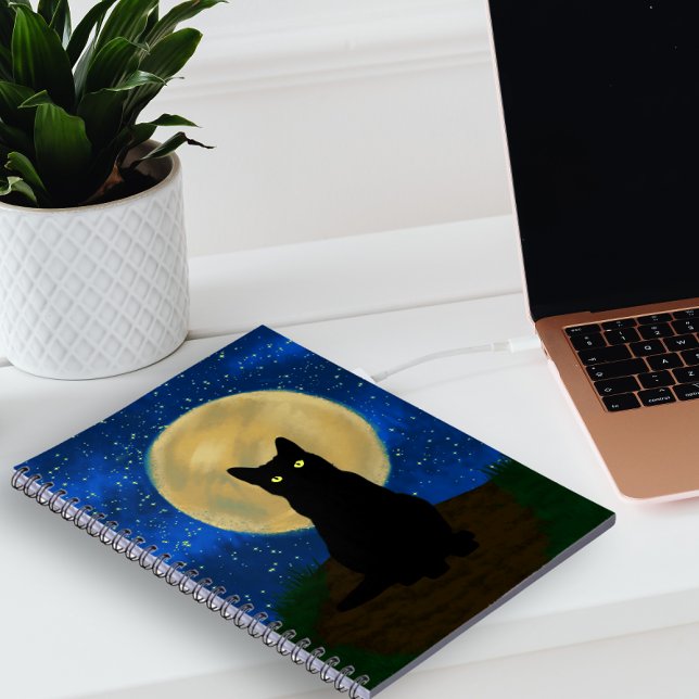 Halloween Black Cat Moonlit Silhouette Notizblock (Von Creator hochgeladen)