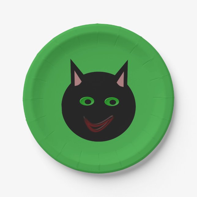 Halloween Black Cat Party Teller (Vorderseite)