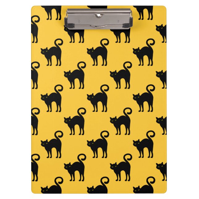Halloween Black Cat Pattern Clipboard Klemmbrett (Vorderseite)