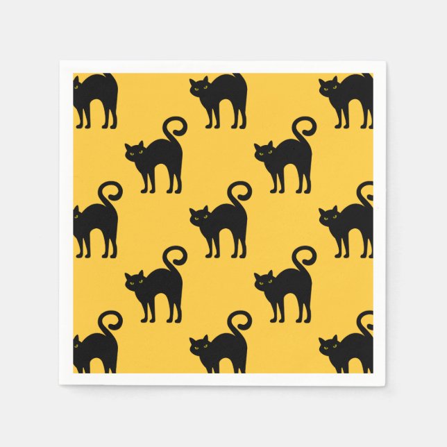 Halloween Black Cat Pattern Paper Napkins Serviette (Vorderseite)
