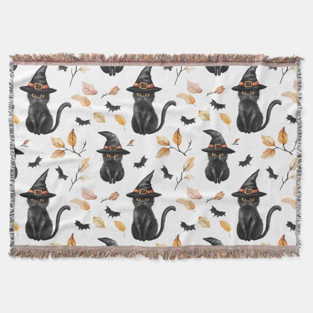 Halloween Black Cat Pattern - Witchy Cat Decke (Vorderseite)