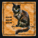 Halloween Black Cat Pet Fotografie | Orange Grung Halstuch<br><div class="desc">Der Text "meow meow, " auf dem links enthält eine Textvorlage. so können Sie den Text optional in eigene Wörter, Namen, Initialen oder Monogramme ändern. Dieses Halloween-Thema verwendet die Haustierfotografie einer schwarzen Katze mit orangefarbenen Highlights, gelben Augen und einem orangefarbenen Grunge-Hintergrund, um Sie in den Urlaubssgeist zu versetzen. Die Bandana...</div>