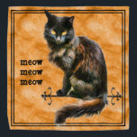 Halloween Black Cat Pet Fotografie | Orange Grung Halstuch<br><div class="desc">Der Text "meow meow, " auf dem links enthält eine Textvorlage. so können Sie den Text optional in eigene Wörter, Namen, Initialen oder Monogramme ändern. Dieses Halloween-Thema verwendet die Haustierfotografie einer schwarzen Katze mit orangefarbenen Highlights, gelben Augen und einem orangefarbenen Grunge-Hintergrund, um Sie in den Urlaubssgeist zu versetzen. Die Bandana...</div>