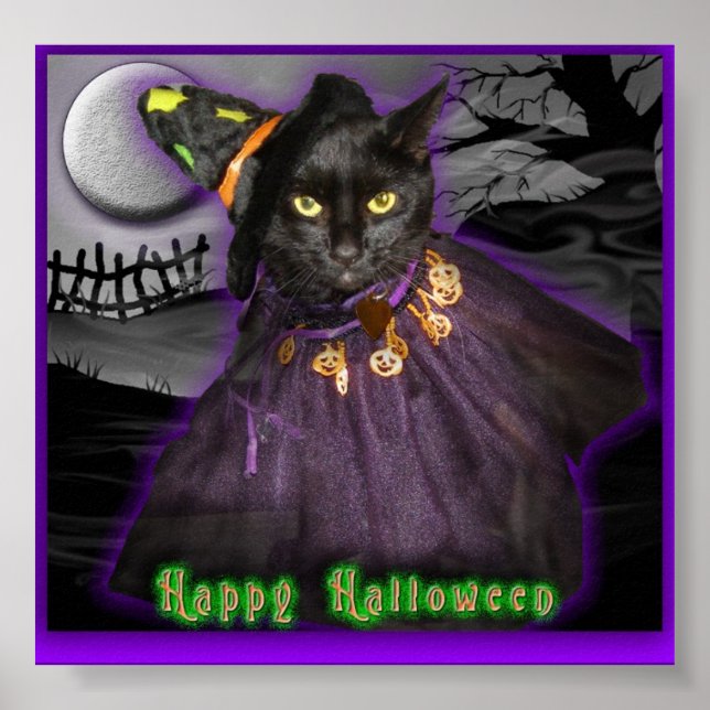 Halloween Black Cat Poster (Vorne)