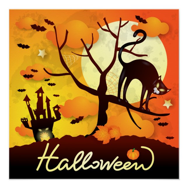 Halloween Black Cat Poster (Vorderseite)