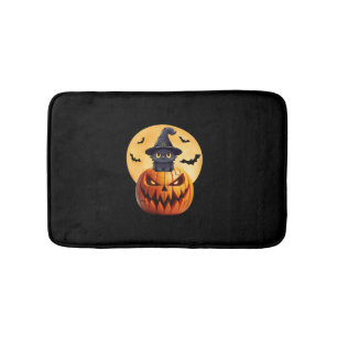 Halloween Black Cat Pumpkin bringen Spannung Männe Badematte