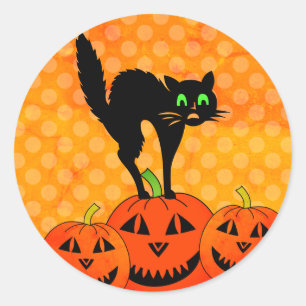 Halloween Black Cat Pumpkin Jack O' Lantern Runder Aufkleber
