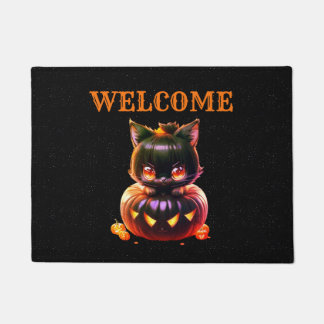 Halloween Black Cat Pumpkin Night Horror Beängstig Fußmatte