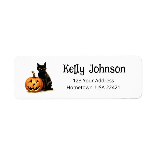 Halloween Black Cat Pumpkin-Rücksendeadresse (Vorne)