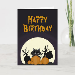 Halloween Black Cat Pumpkins Friedhof Karte