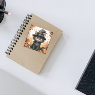 Halloween Black Cat Quadratischer Aufkleber