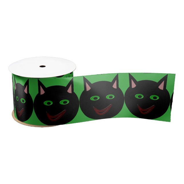 Halloween Black Cat Ribbon Satinband (Spule)