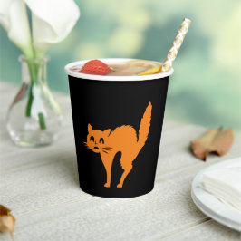Halloween Black Cat Schwarz-Orange-Papier-Becher Pappbecher