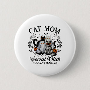 Halloween Black Cat Social Club Gothic Spooky Cat Button