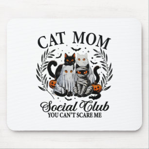 Halloween Black Cat Social Club Gothic Spooky Cat Mousepad