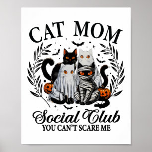 Halloween Black Cat Social Club Gothic Spooky Cat Poster