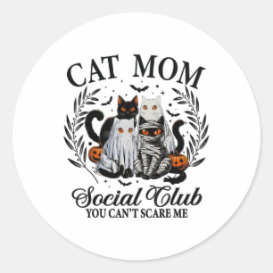 Halloween Black Cat Social Club Gothic Spooky Cat Runder Aufkleber