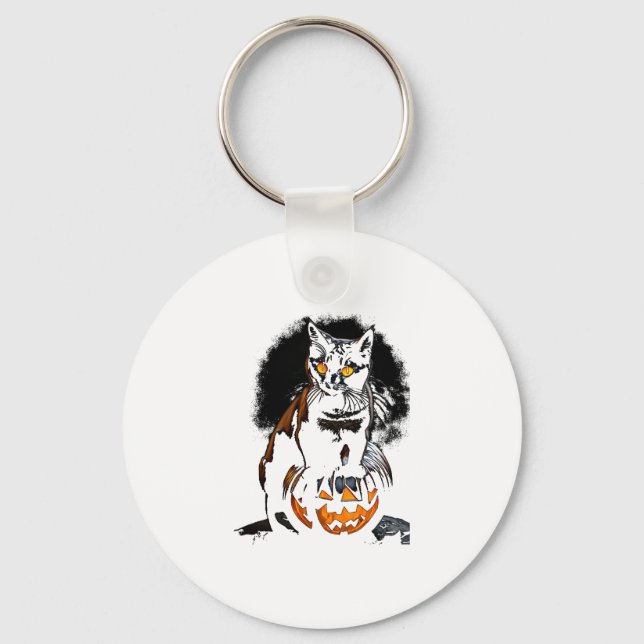 Halloween Black Cat Sticker1 Schlüsselanhänger (Vorderseite)
