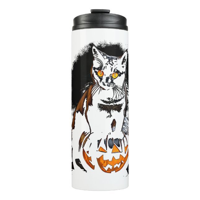 Halloween Black Cat Sticker1 Thermosbecher (Vorderseite)