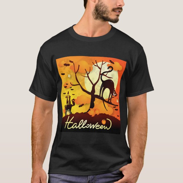 Halloween Black Cat T-Shirt (Vorderseite)