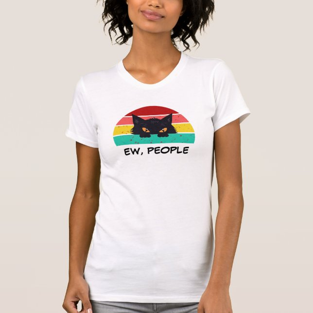 Halloween Black Cat T-Shirt, Funny EW, People Grap T-Shirt (Vorderseite)