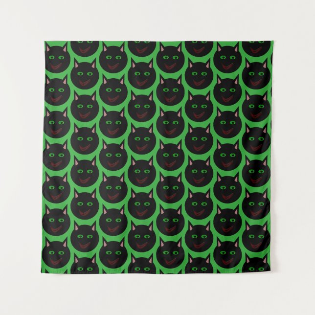 Halloween Black Cat Tapestry Wandteppich (Vorderseite (Horizontal))