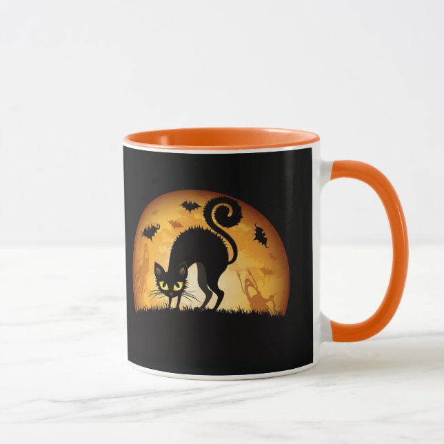 Halloween Black Cat Tasse (Rechts)