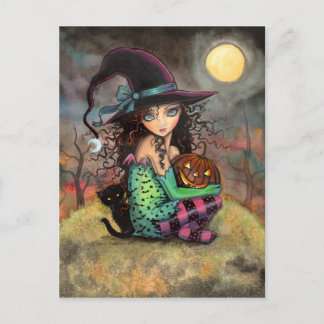 Halloween Black Cat und Jack-O-Lantern Postkarte