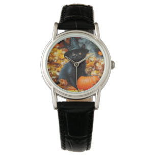 Halloween Black Cat und Pumpkin Armbanduhr