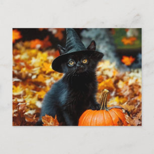 Halloween Black Cat und Pumpkin Feiertagspostkarte