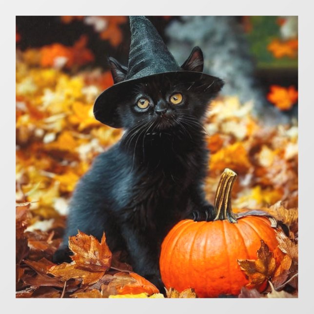 Halloween Black Cat und Pumpkin Fensteraufkleber (Blatt)