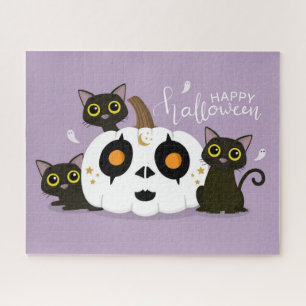  Halloween Black Cat und Pumpkin Jigsaw Puzzle