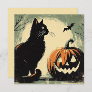 Halloween Black Cat und Pumpkin Karte