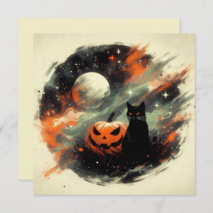 Halloween Black Cat und Pumpkin Karte