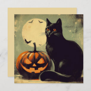 Halloween Black Cat und Pumpkin Karte