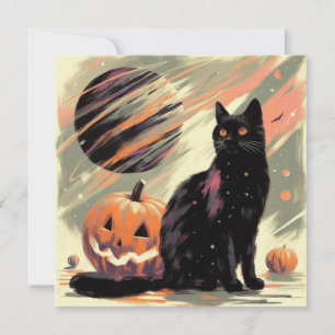 Halloween Black Cat und Pumpkin Karte