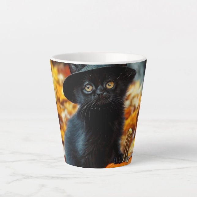 Halloween Black Cat und Pumpkin Milchtasse (Vorderseite)