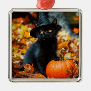 Halloween Black Cat und Pumpkin Ornament Aus Metall