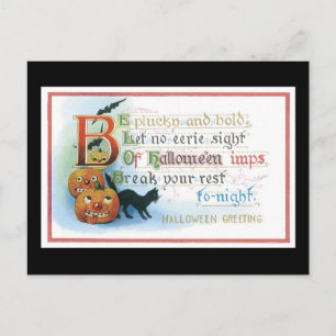 Halloween Black Cat und Pumpkin Postkarte
