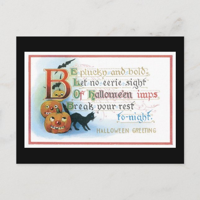 Halloween Black Cat und Pumpkin Postkarte (Vorderseite)