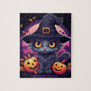 Halloween Black Cat und Pumpkin Puzzle